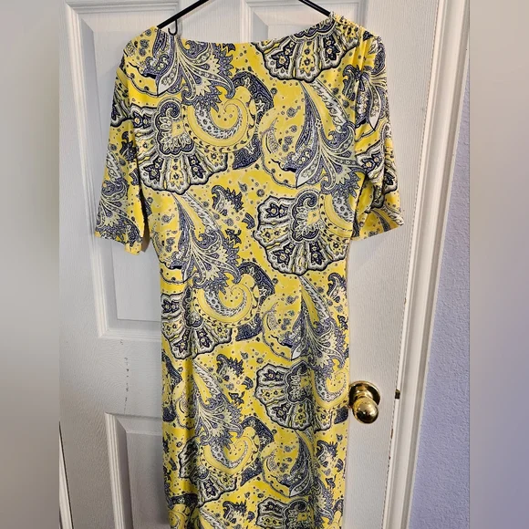 Ralph Lauren Short Sleavr Midi Faux Wrap Dress - Picture 7 of 12